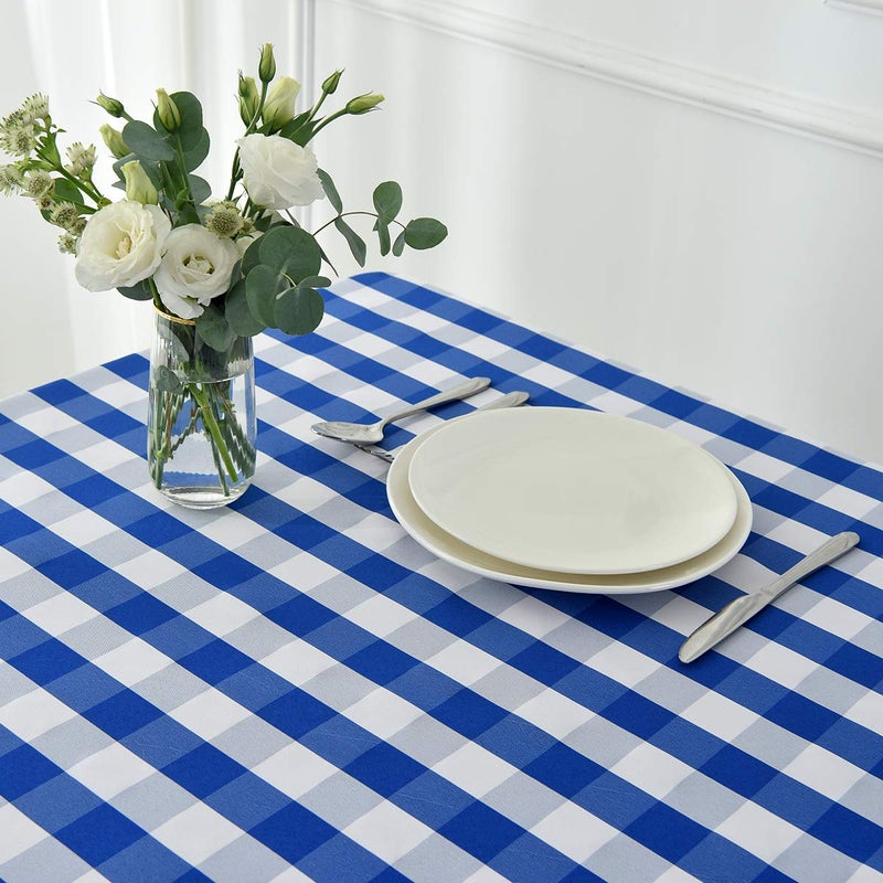 maxmill Checkered Tablecloth Stain Resistant Waterproof and Wrinkle Resistant Washable Heavy Weight Table Cloth Gingham for Dining Room and Outdoor Use, Rectangle 60 x 120 Inch Blue and White - Image 4